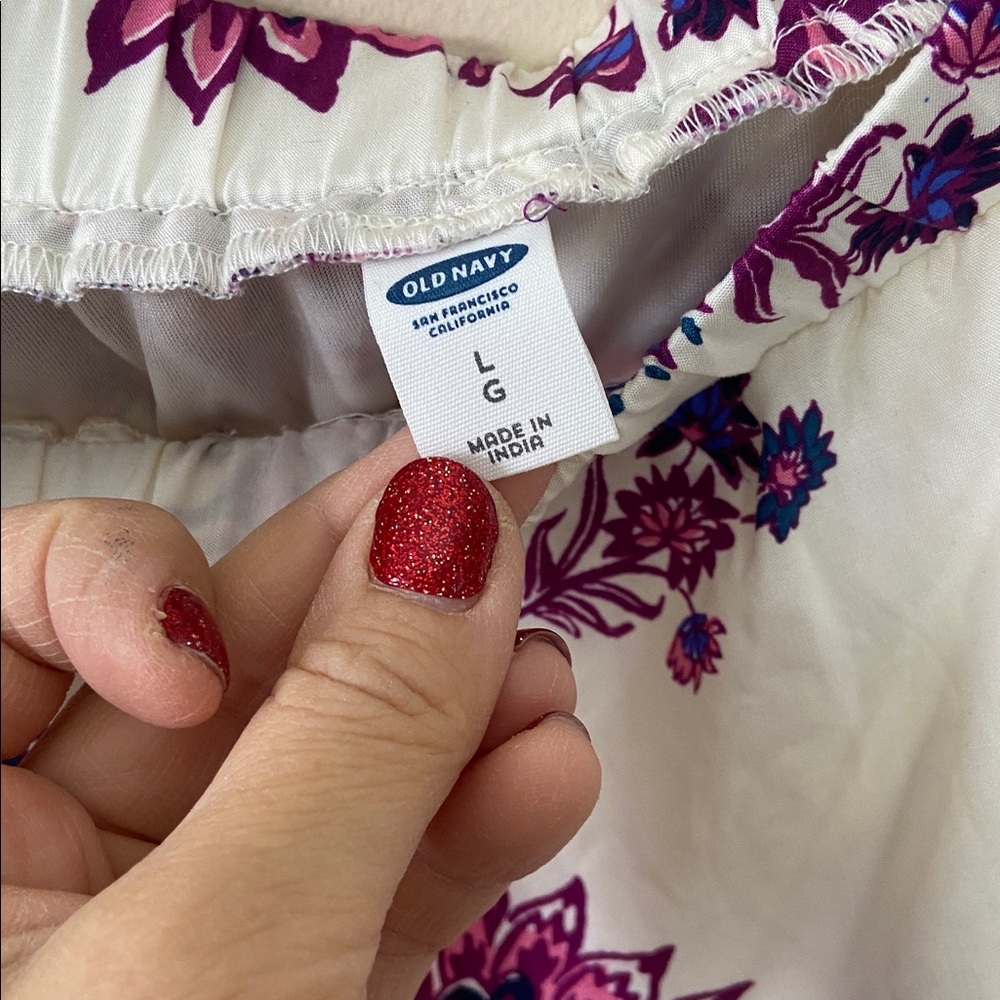 New Old Navy Floral off the Shoulder Shift Dress Women's Large White Purple Boho - Picture 5 of 8